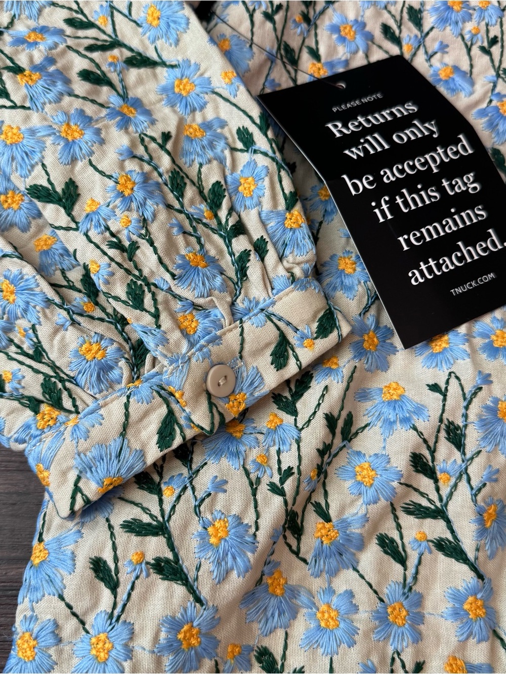 TUCKERNUCK Dress Blue Daisy Embroidered Palmerston Size Large NWT Pockets Lined - Picture 10 of 16